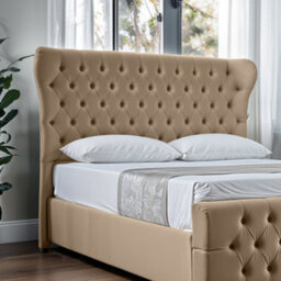UKBEDFURNITURE Isabella Beige Slatted Base Upholstered Gas Lift Ottoman Storage Bed -  With 48 Inch Headboard - thumbnail 2