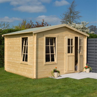 Cheshire 11 X 10 Retreat Apex Log Cabin (19mm Wall Thickness) - image 1