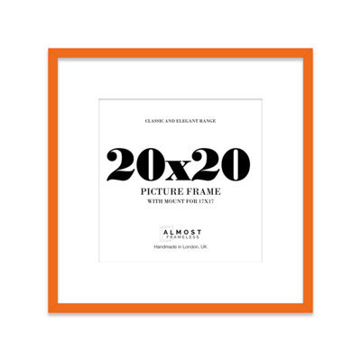 "20X20"" Orange Picture Frame - 20X20"" Square Frame With 17X17"" Mount For 20X20""/17X17"" Pictures Moderrn Style Thin Edge, 1 Pack" - image 1