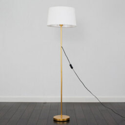 Valuelights Charles Gold Floor Lamp With White Linen Shade - thumbnail 4