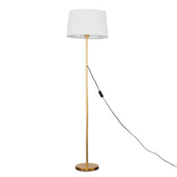 Valuelights Charles Gold Floor Lamp With White Linen Shade