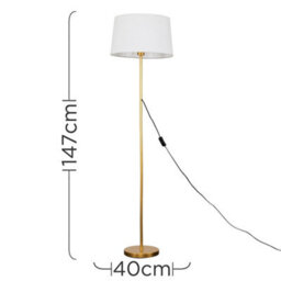 Valuelights Charles Gold Floor Lamp With White Linen Shade - thumbnail 7