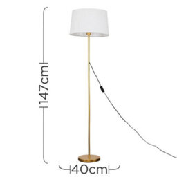 Valuelights Charles Gold Floor Lamp With White Linen Shade - thumbnail 6