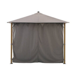 Sweeek - Aluminum Gazebo 3X3M With Wood Effect, Curtains, And Led Beige - Veluna - thumbnail 6