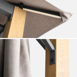 Sweeek - Aluminum Gazebo 3X3M With Wood Effect, Curtains, And Led Beige - Veluna - thumbnail 7