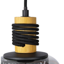 Luminosa Lighting Luminosa Ando Bar Pendant Ceiling Light Black Smoke Glass Shade 4X E27 - thumbnail 3