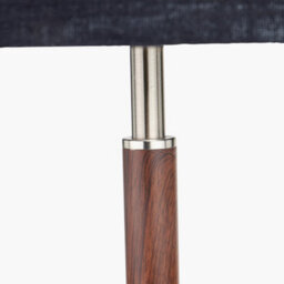 Pacific Lifestyle Silver And Wood Effect Table Lamp With Black Shade - thumbnail 4