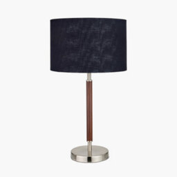 Pacific Lifestyle Silver And Wood Effect Table Lamp With Black Shade - thumbnail 2