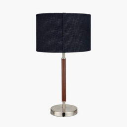 Pacific Lifestyle Silver And Wood Effect Table Lamp With Black Shade - thumbnail 3