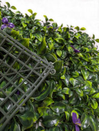Best Artificial Laurel Leaf & Purple Flowers Hedging Mat 50Cm X 50Cm Privacy Garden Screen - thumbnail 4