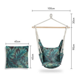 Vonhaus Hanging Chair, Palm Leaf Print Hammock Chair Swing Seat, Cotton Rope Swing Chair With Attachments, Portable Garden Chair - thumbnail 8