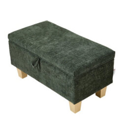 Living And Home Green Rectangle Chenille Upholstered Storage Ottoman, 71Cm (W) - thumbnail 5