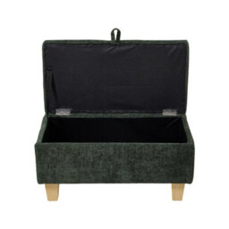 Living And Home Green Rectangle Chenille Upholstered Storage Ottoman, 71Cm (W) - thumbnail 4