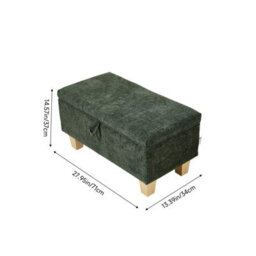 Living And Home Green Rectangle Chenille Upholstered Storage Ottoman, 71Cm (W) - thumbnail 7