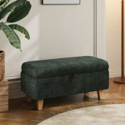 Living And Home Green Rectangle Chenille Upholstered Storage Ottoman, 71Cm (W)
