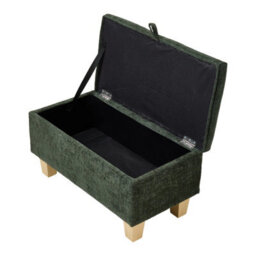 Living And Home Green Rectangle Chenille Upholstered Storage Ottoman, 71Cm (W) - thumbnail 3