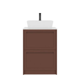 Royal Bathrooms Royal Bathroom Elmore 600mm Terracotta Clay Freestanding Bathroom Vanity Unit 2 Drawer Plain White Worktop With Cube Basin - thumbnail 7