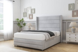 "Comfort Milano Silver Naples Divan Bed Set No Drawers - 54"" Wingback & 12"" Footboard 6' Super King" - thumbnail 2