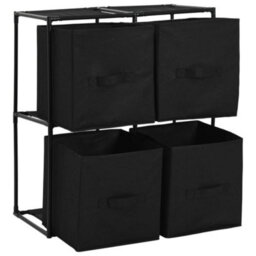 Berkfield Storage Cabinet With 4 Fabric Baskets Black 63X30X71 Cm Steel - thumbnail 4