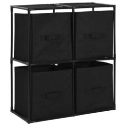 Berkfield Storage Cabinet With 4 Fabric Baskets Black 63X30X71 Cm Steel - thumbnail 2