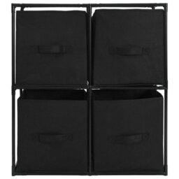 Berkfield Storage Cabinet With 4 Fabric Baskets Black 63X30X71 Cm Steel - thumbnail 3