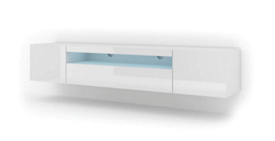 Arte Sophisticated White Gloss Aura Tv Stand (W)200Cm (H)42Cm (D)37Cm - Elegant & Practical - image 1