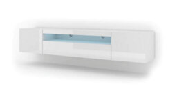 Arte Sophisticated White Gloss Aura Tv Stand (W)200Cm (H)42Cm (D)37Cm - Elegant & Practical - thumbnail 1