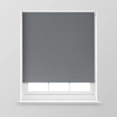 A.unique Home Premium Trimmable Thermal Blackout Roller Window Blind - 5Ft - Charcoal - 150Cm (W) X 170Cm (L) - image 1