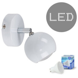 Valuelights White Indoor Wall Spotlight And Gu10 Spotlight Led 5W Cool White 6500K Bulb - thumbnail 1