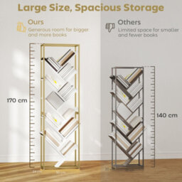 Homcom 10 Tier Tree Bookshelf Modern Tall Bookcase White Gold Tone - thumbnail 6