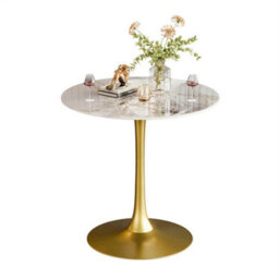 Jade White Round Marble Top Bar Table Tulip Dining Table High Gloss Commercial Coffee Table - thumbnail 3
