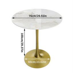 Jade White Round Marble Top Bar Table Tulip Dining Table High Gloss Commercial Coffee Table - thumbnail 2