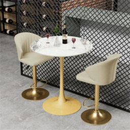 Jade White Round Marble Top Bar Table Tulip Dining Table High Gloss Commercial Coffee Table - thumbnail 1