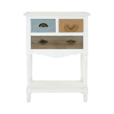Orsina Coastal Style White 3 Drawer Chest, White 3 Drawer Dresser, White Drawer Chest, White Bedroom Drawers Unit - image 1