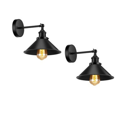 Vintage Industrial Wall Lamp Adjustable Black Sconce With Edison Bulb, 2 Pack (Style 1)