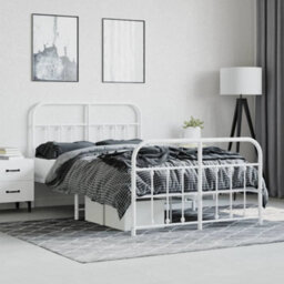 Berkfield Metal Bed Frame With Headboard And Footboard White 120X200 Cm - thumbnail 4