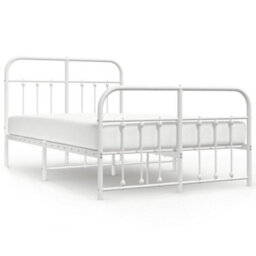 Berkfield Metal Bed Frame With Headboard And Footboard White 120X200 Cm - thumbnail 2