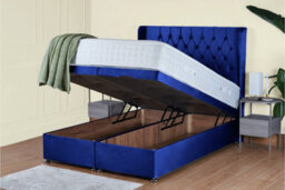 UKBEDFURNITURE Bronte Plush Blue End Opening Divan Ottoman Bed With 54 Inch Headboard - thumbnail 2