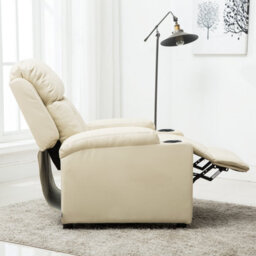 More4Homes Studio Leather Recliner W Drink Holders Armchair Sofa Chair Cinema Gaming Cream - thumbnail 8