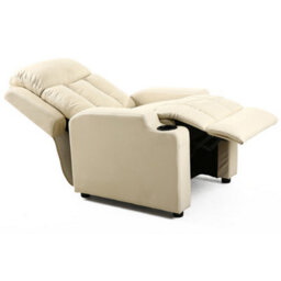 More4Homes Studio Leather Recliner W Drink Holders Armchair Sofa Chair Cinema Gaming Cream - thumbnail 4