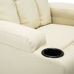 More4Homes Studio Leather Recliner W Drink Holders Armchair Sofa Chair Cinema Gaming Cream - thumbnail 6