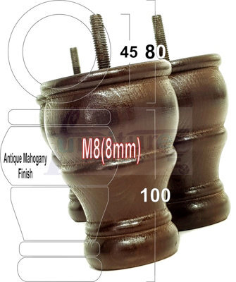 L&F 4X Wooden Bun Feet Antique Mahogany Replacement Furniture Legs Sofas Chairs Footstools M8 Cwc802 - image 1