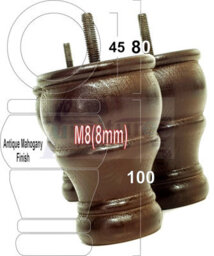 L&F 4X Wooden Bun Feet Antique Mahogany Replacement Furniture Legs Sofas Chairs Footstools M8 Cwc802 - thumbnail 1