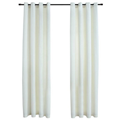 Berkfield Elegant Blackout Curtains With Rings 2 Pcs Velvet Cream 140X175 Cm