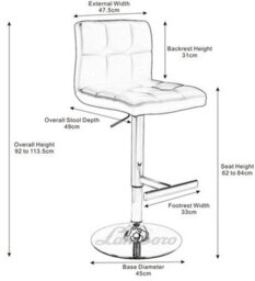 Lamboro Allegro Kitchen Bar Stool, Luxury Frame In Matt Black, Adjustable Height, Kitchen Barstool, Black - thumbnail 7