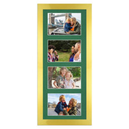 AK Frames 50X20Cm Gold Modern Multi Photo Frame With Emerald Mount - Holds 4 Apertures (4X) 6X4 Photos