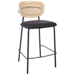 Beliani Set Of 2 Bar Chairs Mayetta Rattan Black - thumbnail 4