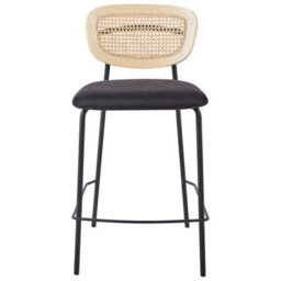 Beliani Set Of 2 Bar Chairs Mayetta Rattan Black - thumbnail 5
