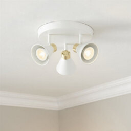 First Choice Lighting Set Of 2 Burton - Matt White & Gold Detail 3 Way Ceiling Spotlights - thumbnail 9