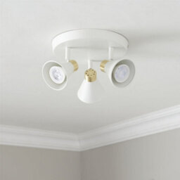 First Choice Lighting Set Of 2 Burton - Matt White & Gold Detail 3 Way Ceiling Spotlights - thumbnail 8